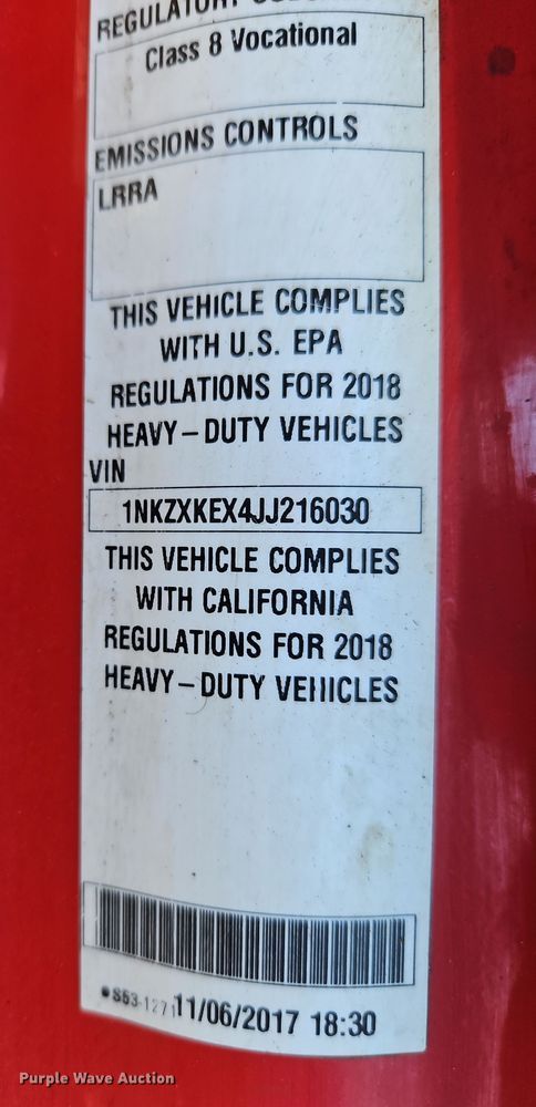 image for item NZ9114 2018 Kenworth T880  dump truck