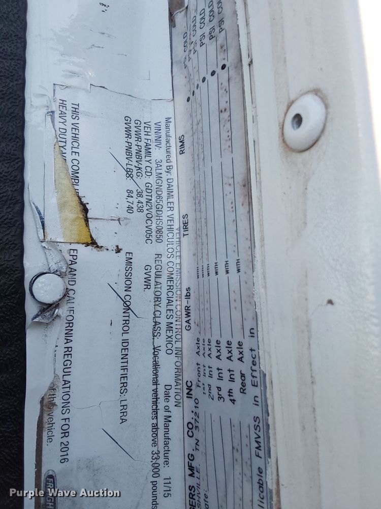 image for item NZ9117 2016 Freightliner Coronado 122SD  dump truck