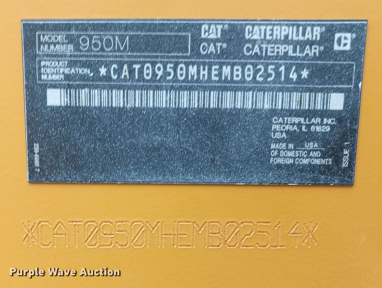 image for item OA9192 2016 Caterpillar 950M  wheel loader