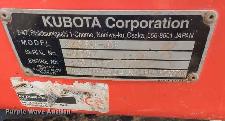 image for item OD9030 2019 Kubota KX080-4  mini excavator
