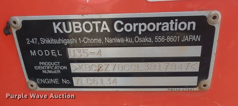 image for item OD9034 2020 Kubota U35-4  mini excavator