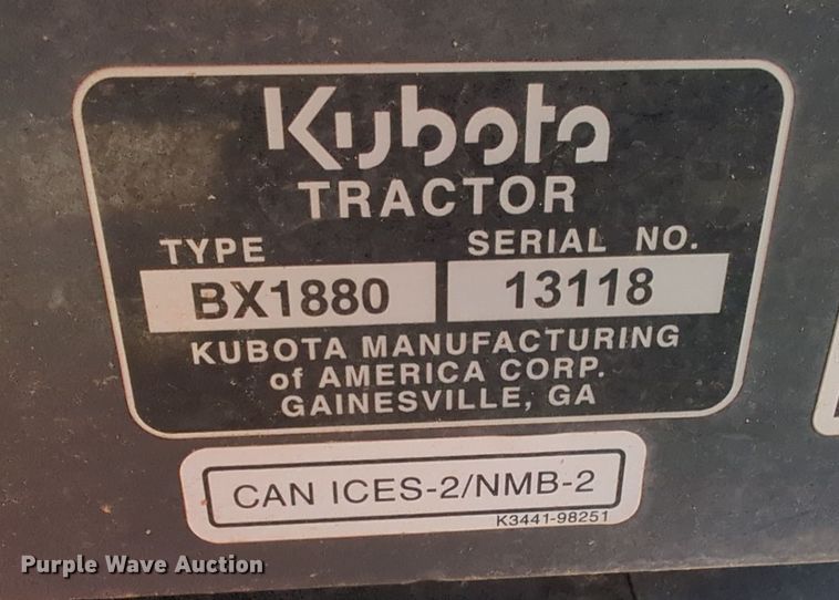 image for item OD9040 2018 Kubota BX1880  tractor