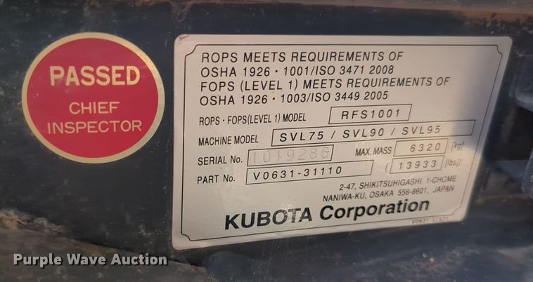 image for item OD9041 Kubota SVL95-2S  tracked skid steer loader