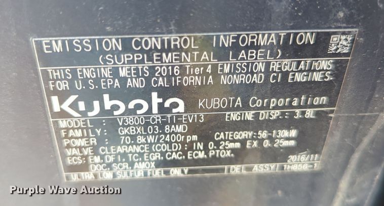 image for item OD9077 2017 Kubota SVL95-2S  tracked skid steer loader