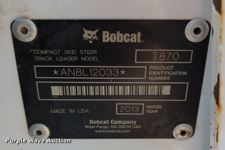image for item OD9079 2013 Bobcat T870  tracked skid steer loader