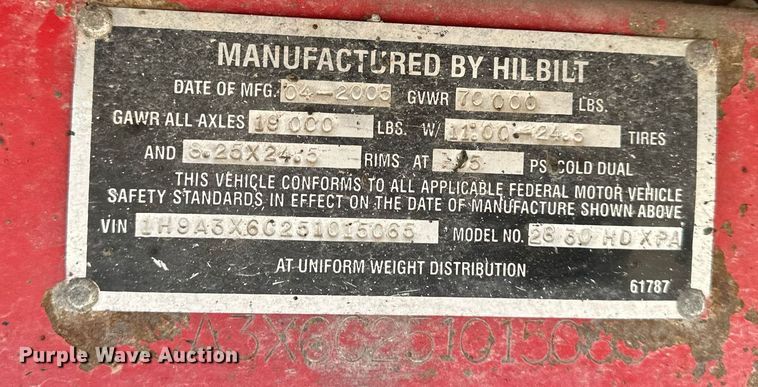image for item OF9160 2005 Hilbilt 2830HDXPA  end dump trailer