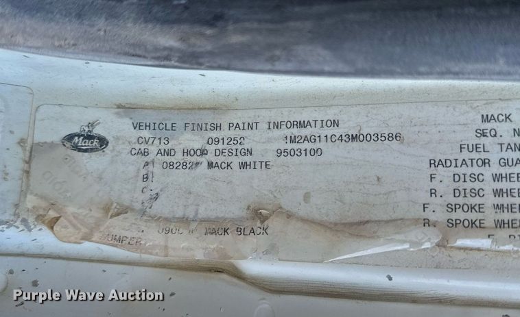 image for item OF9170 2003 Mack CV713  dump truck