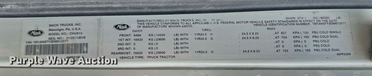image for item OF9174 2013 Mack  semi truck