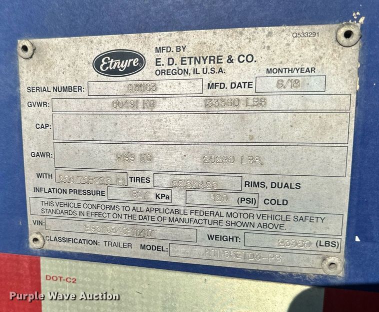 image for item OF9176 2012 Etnyre Blackhawk  lowboy equipment trailer