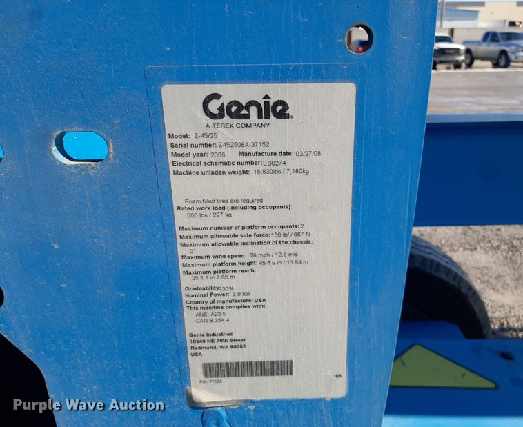 image for item OF9646 2008 Genie Z-45/25  boom lift