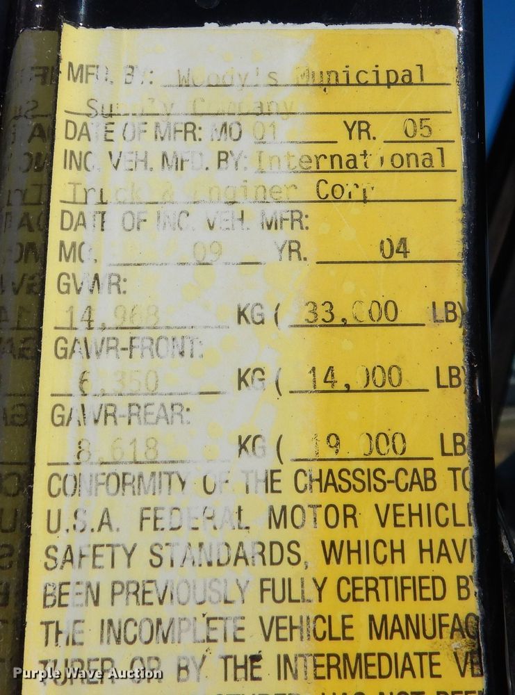 image for item OL9492 2005 International 7400  dump truck