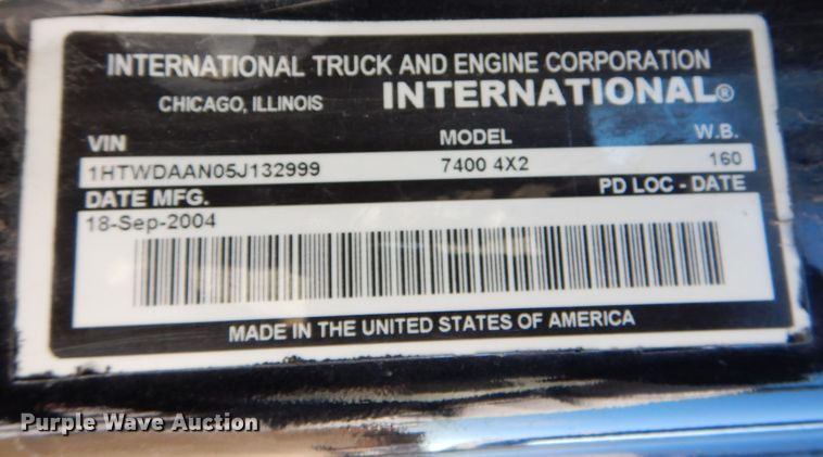 image for item OL9492 2005 International 7400  dump truck