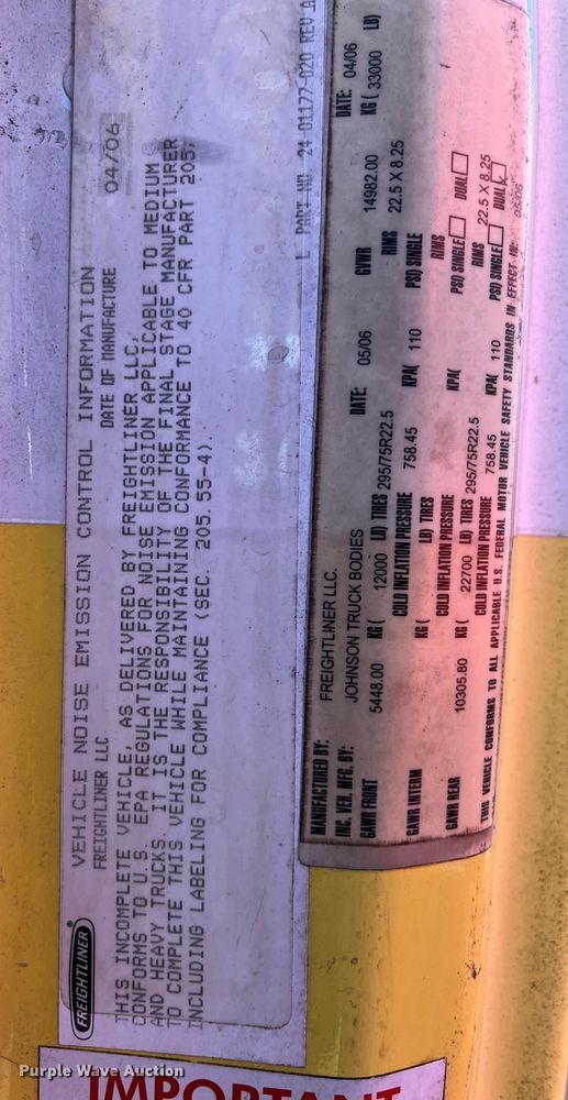 image for item DH8596 2007 Freightliner Business Class M2  refrigerated truck