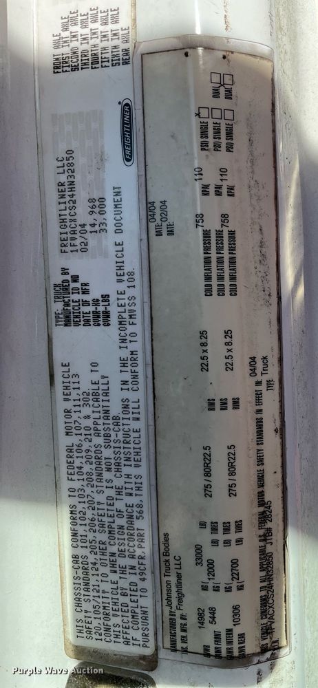 image for item DH8597 2004 Freightliner Business Class M2  refrigerated truck