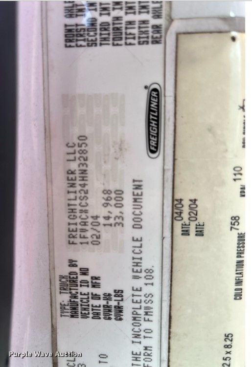 image for item DH8597 2004 Freightliner Business Class M2  refrigerated truck