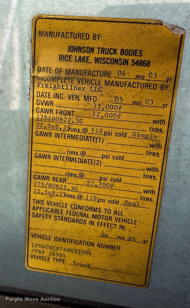 image for item DH8599 2004 Freightliner Business Class M2  refrigerated truck