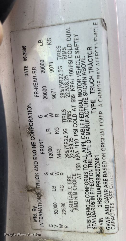 image for item DH8600 2009 International ProStar  semi truck