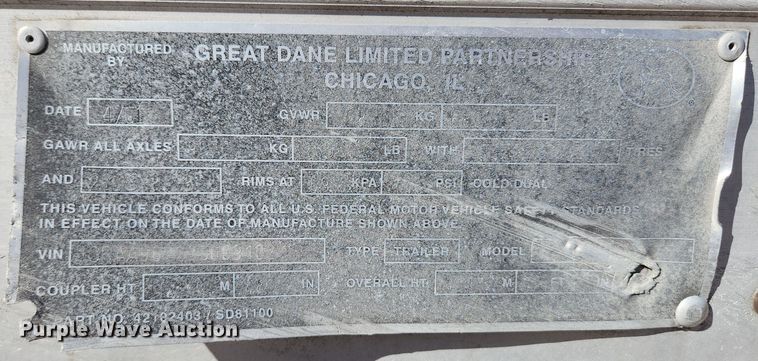 image for item DI6251 2002 Great Dane  refrigerated van trailer