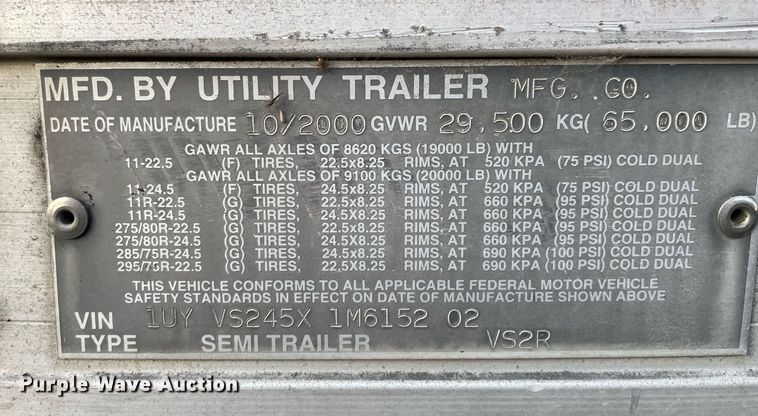 image for item DI6253 2001 Utility  refrigerated van trailer