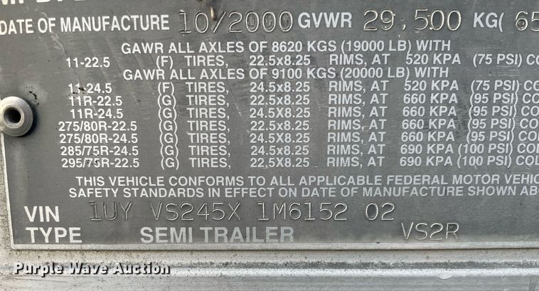 image for item DI6253 2001 Utility  refrigerated van trailer