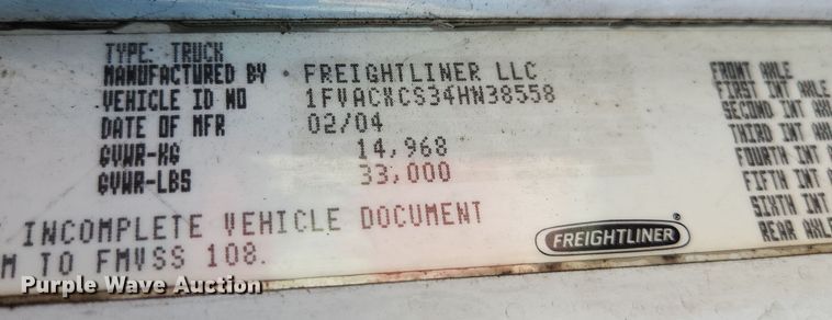 image for item DI6269 2004 Freightliner Business Class M2  refrigerated truck