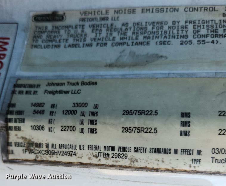 image for item DI6274 2005 Freightliner Business Class M2  refrigerated truck