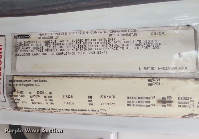 image for item DI6275 2004 Freightliner Business Class M2  refrigerated truck