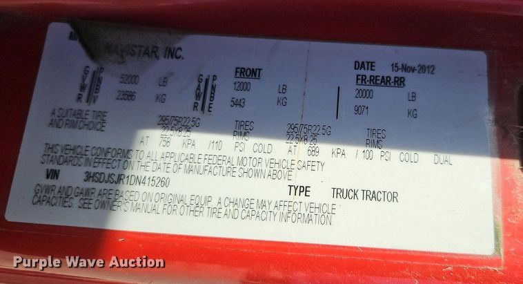 image for item DN7071 2013 International ProStar Plus  semi truck