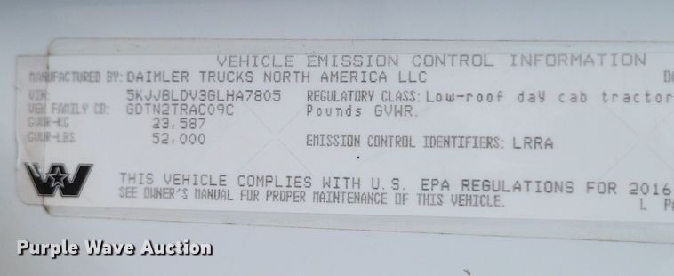 image for item DO4778 2016 Western Star 5700XE  semi truck