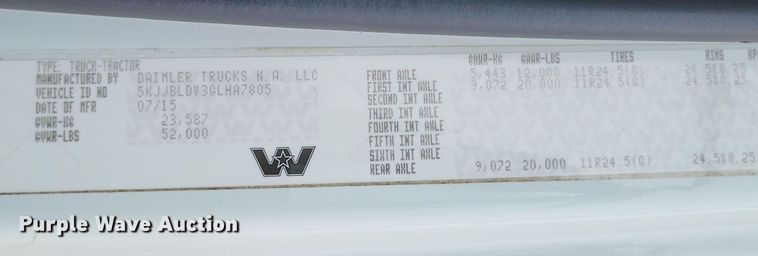 image for item DO4778 2016 Western Star 5700XE  semi truck