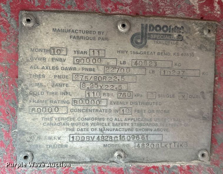 image for item DO5176 2012 Doonan 4820BLKTTIKB  flatbed trailer