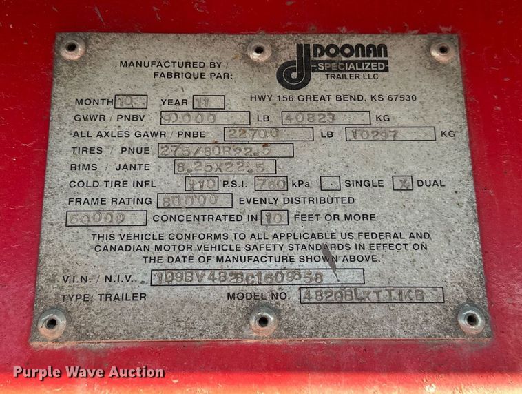 image for item DO5179 2012 Doonan 4820BLKTTIKB  flatbed trailer