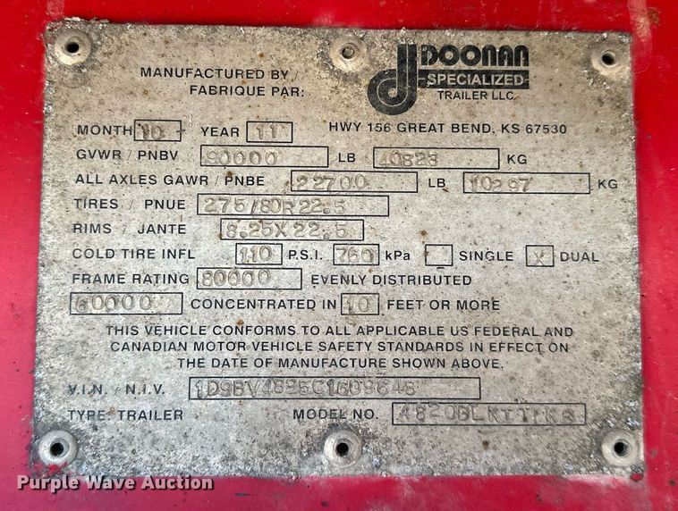 image for item DO5183 2012 Doonan 4820BLKTTIKB  flatbed trailer