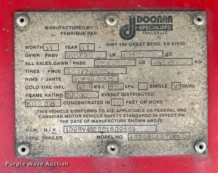 image for item DO5188 2012 Doonan 4820BLKTTIKB  flatbed trailer