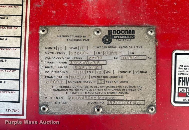 image for item DO5191 2012 Doonan 4820BLKTTIKB  flatbed trailer