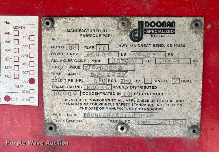 image for item DO5195 2012 Doonan 4820BLKTTIKB  flatbed trailer