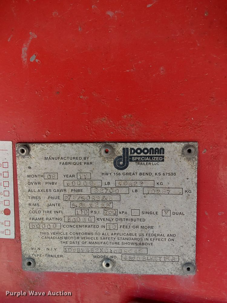 image for item DO5195 2012 Doonan 4820BLKTTIKB  flatbed trailer