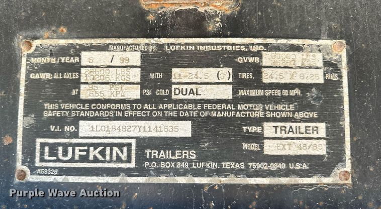 image for item DO5196 2000 Lufkin EXT 48/80  flatbed trailer