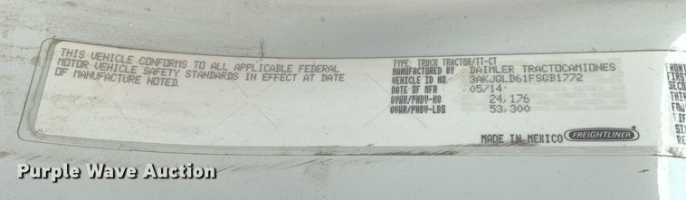 image for item DP8761 2015 Freightliner Cascadia  semi truck