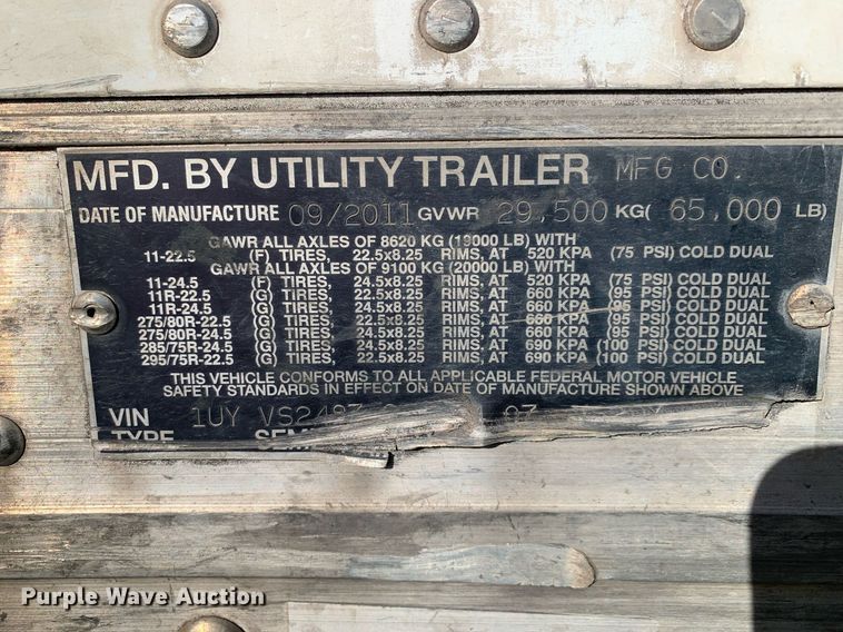 image for item DP8767 2011 Utility VS2DX  dry van trailer