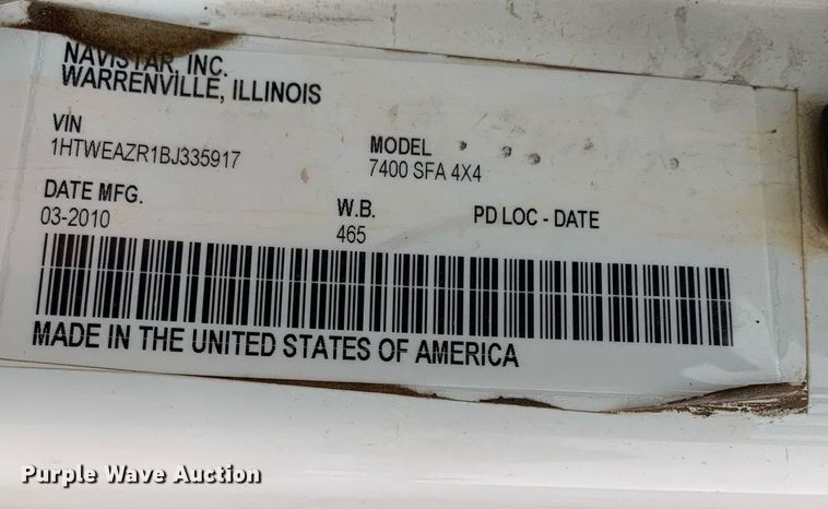image for item DP8775 2011 International WorkStar 7400  digger derrick truck