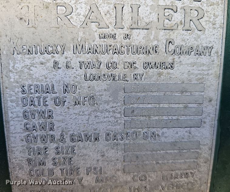 image for item DQ8513 1976 Kentucky Trailers FVCC  dry van trailer