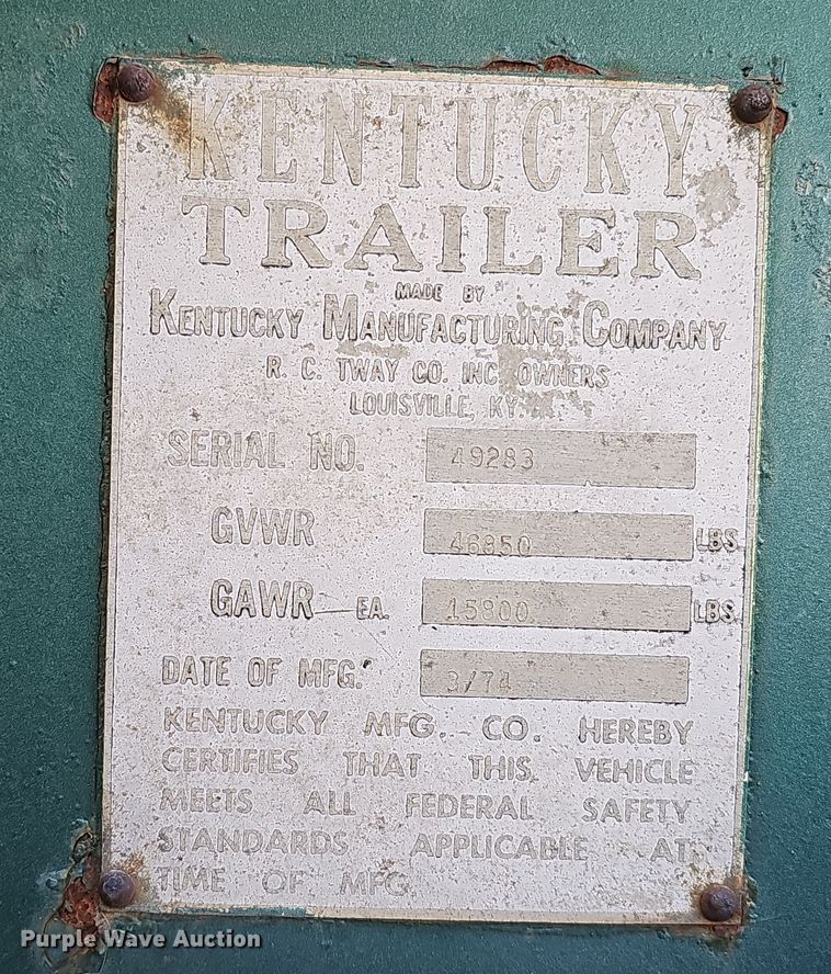 image for item DQ8515 1974 Kentucky Trailers FVCC  dry van trailer