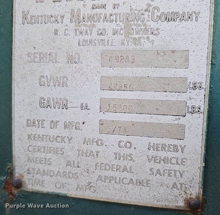 image for item DQ8515 1974 Kentucky Trailers FVCC  dry van trailer