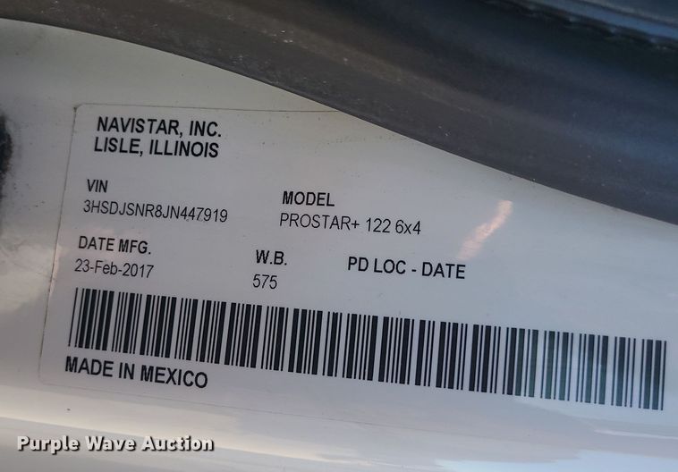 image for item DR7832 2018 International ProStar 122  semi truck