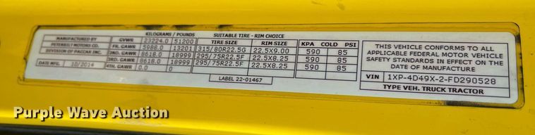 image for item HF9999 2015 Peterbilt  587 semi truck