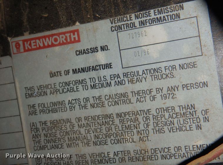 image for item LC9387 1996 Kenworth W900 semi truck