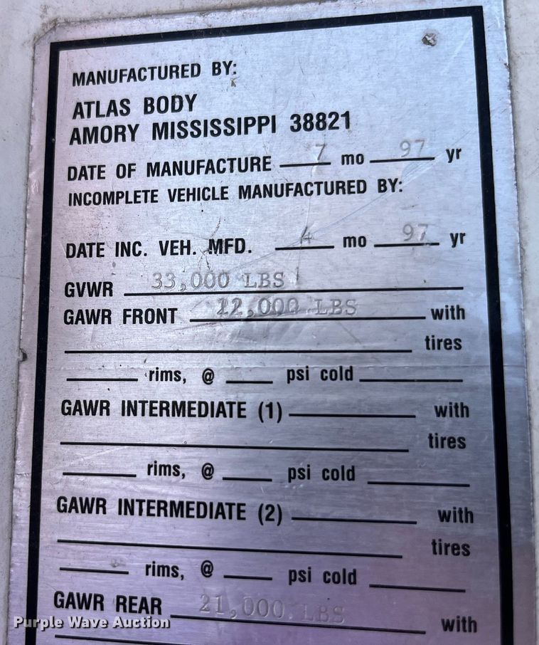 image for item LD9838 1998 Ford L8000  truck cab and chassis