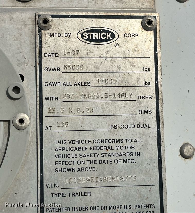 image for item LD9888 2008 Strick  dry van trailer