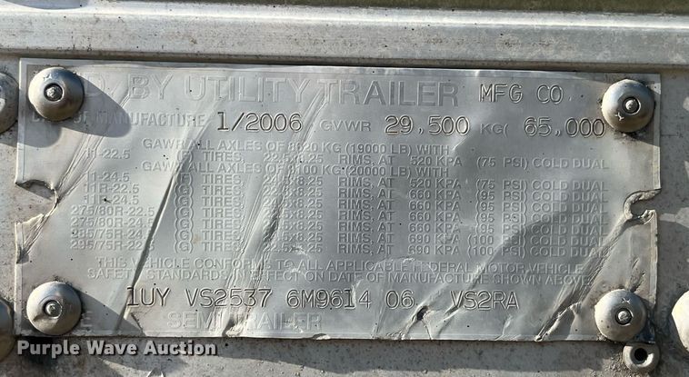 image for item LD9892 2006 Utility Trailer VS2RA  refrigerated van trailer